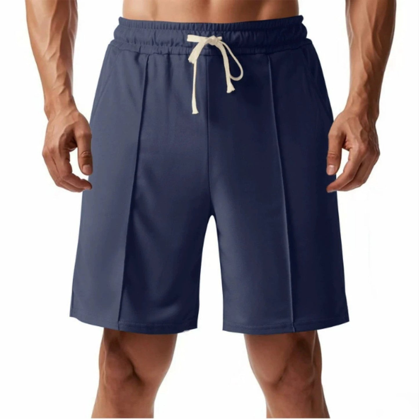 Men's Casual Ribbed Solid Color Shorts by GJG Denim