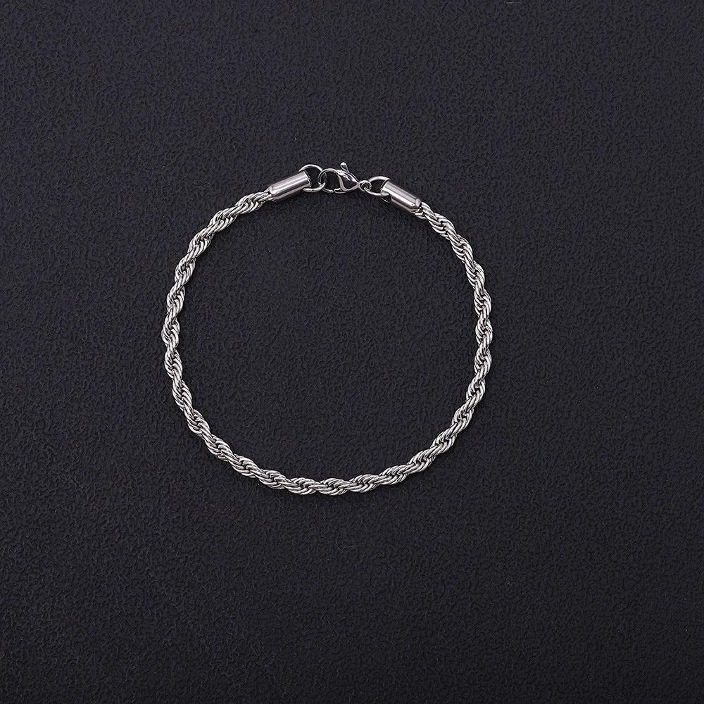 18K Vacuum-Plated Color-Protecting Stainless Steel Twisted Bracelet For Men by GJG Denim