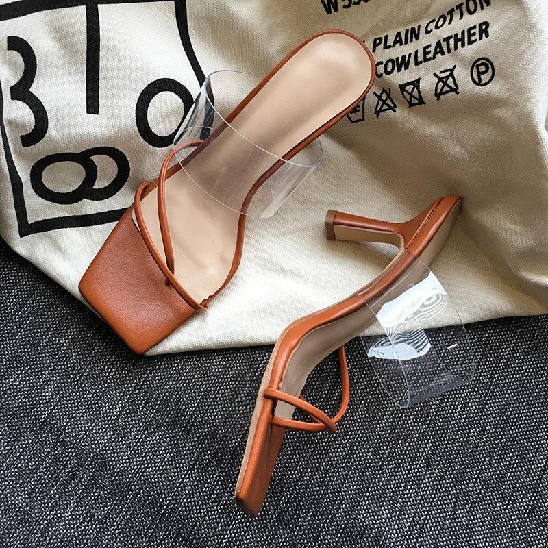 Square Toe Transparent Sandals by GJG Denim