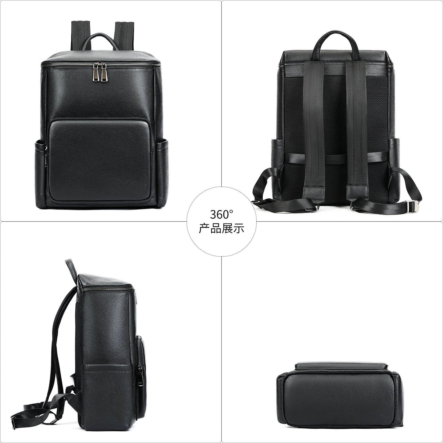 Men's Leather Commuter Casual Laptop Backpack by GJG Denim