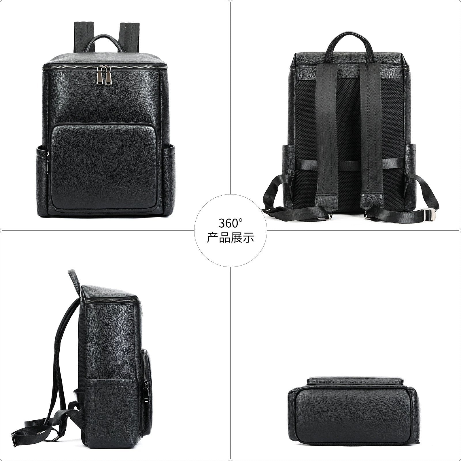Men's Leather Commuter Casual Laptop Backpack by GJG Denim