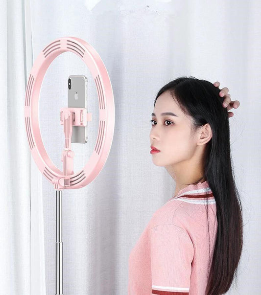 Compatible with Apple, Dimmable Light Selfie Ring LED 10 inch Video Studio Photography Lighting Portable for Youtube Vlog Live Photo with Tripod by GJG Denim