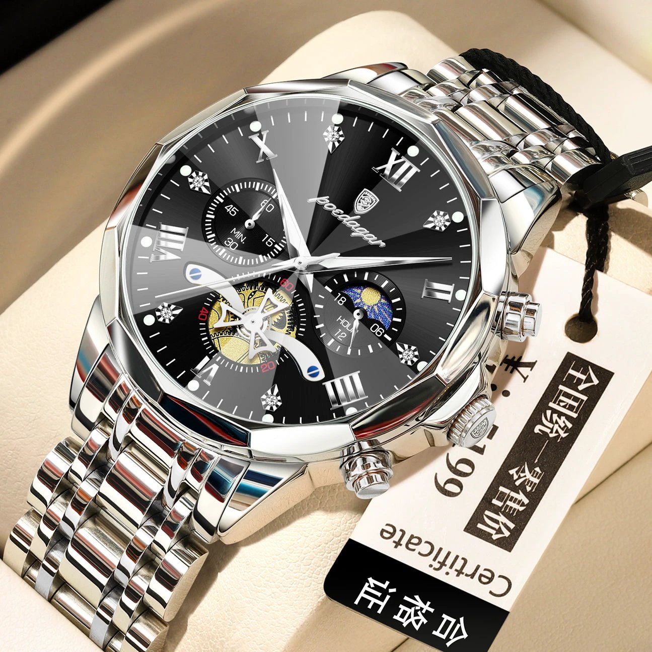 Waterproof Multifunctional Trendy High-end Luminous Men's Quartz Watch by GJG Denim