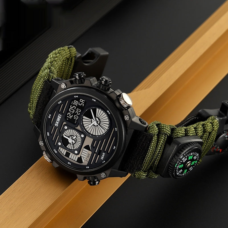 Men's Outdoor Exploration Multi-Function Waterproof Silicone Paracord Watch by GJG Denim