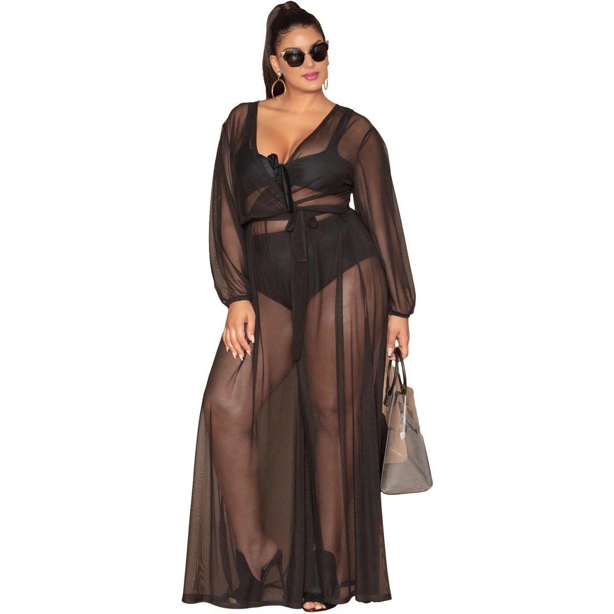 Sexy See-through Mesh Plus Size Women's Jumpsuit Without Inner Wear by GJG Denim