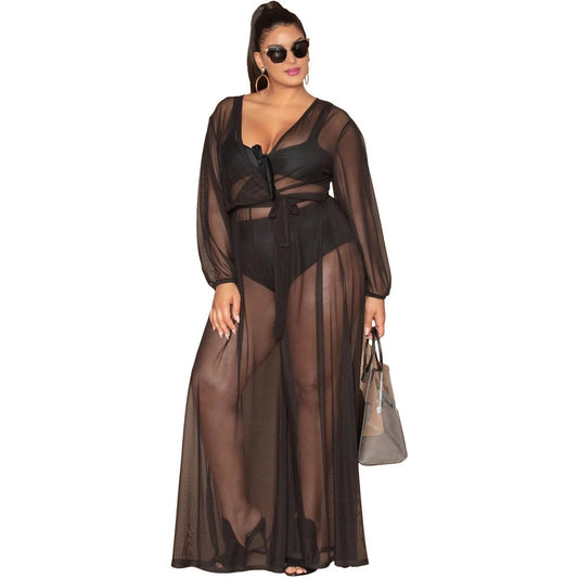 Sexy See-through Mesh Plus Size Women's Jumpsuit Without Inner Wear by GJG Denim