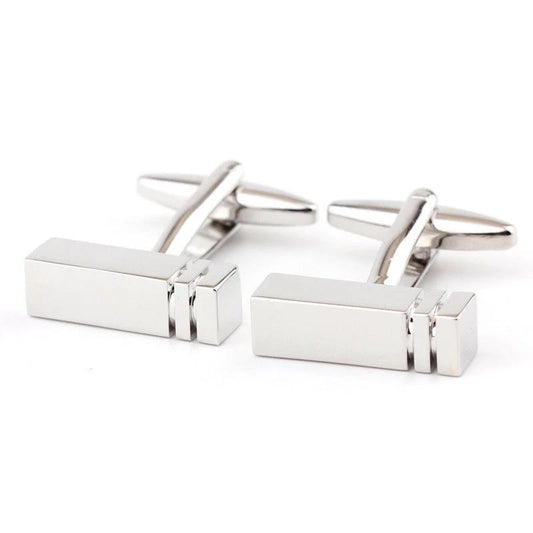 Rectangular Glossy Metal Cufflinks For Men by GJG Denim