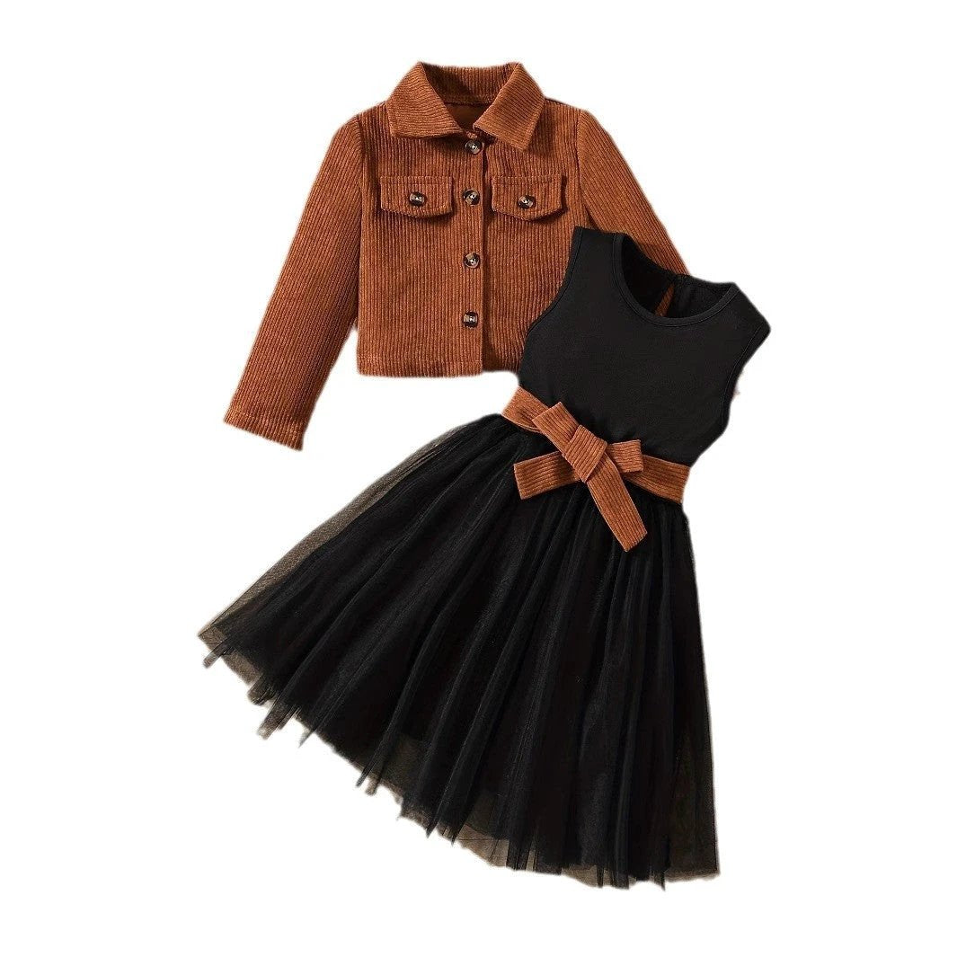 Vest Grenadine Skirt Children's Two-piece Suit by GJG Denim