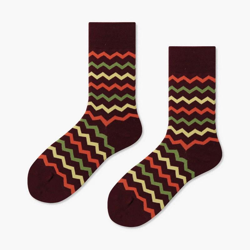 Men's Creative And Minimalist Printed Casual Breathable Mid Length Socks by GJG Denim