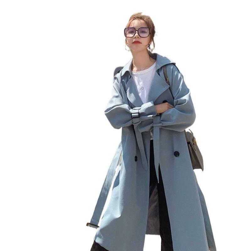 British Style Trench Coat Women's Mid-length Loose Spring And Autumn Temperament Coat by GJG Denim