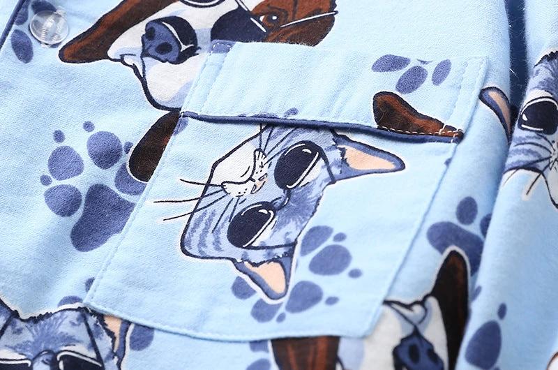 Men's Printed Long-sleeved Pajama Set by GJG Denim