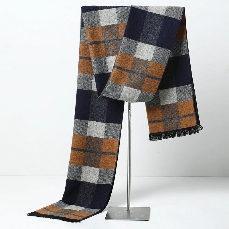 Simple Plaid Warm Keeping Artificial Cashmere Scarf by GJG Denim