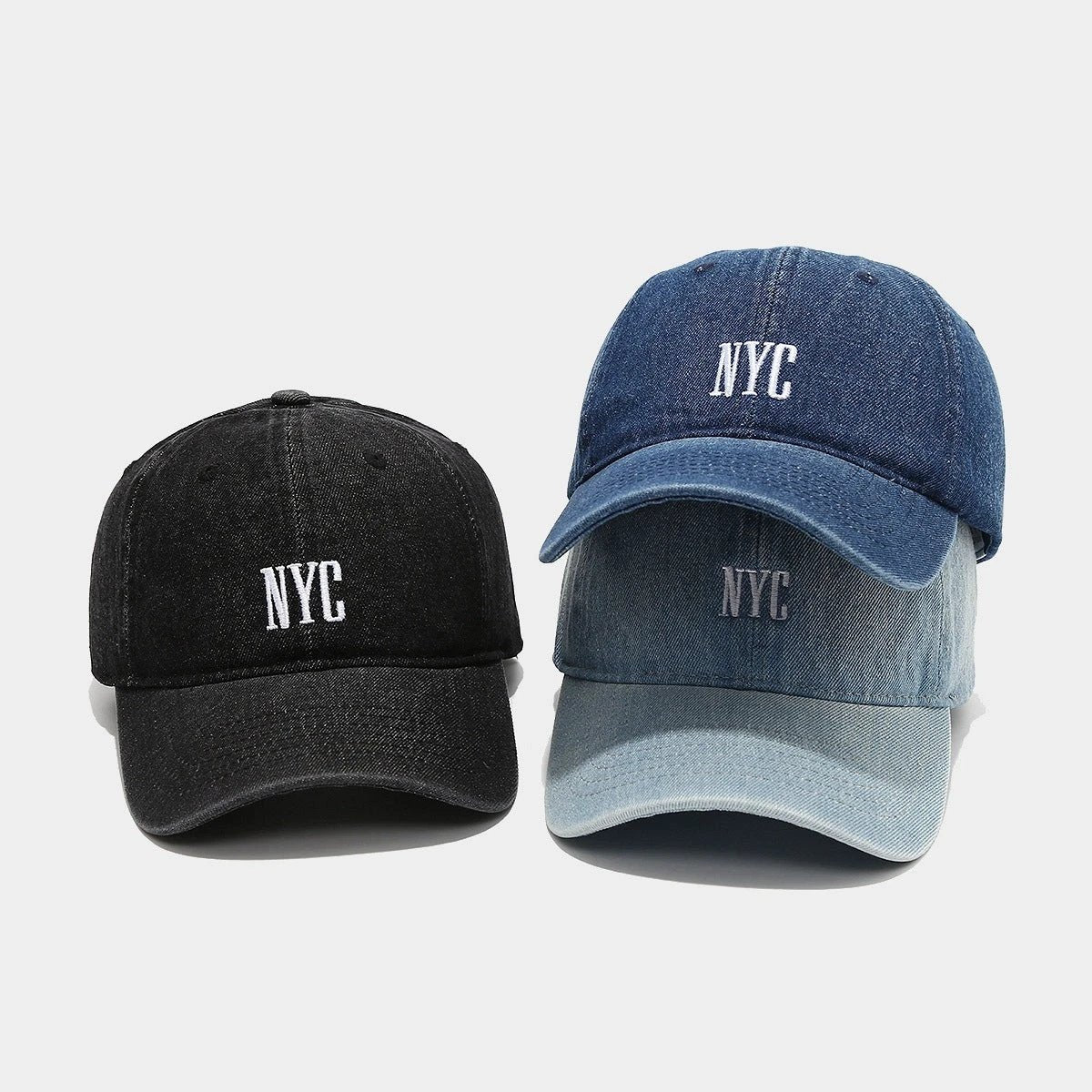 Men's Retro Denim "NYC" Peaked Cap by GJG Denim