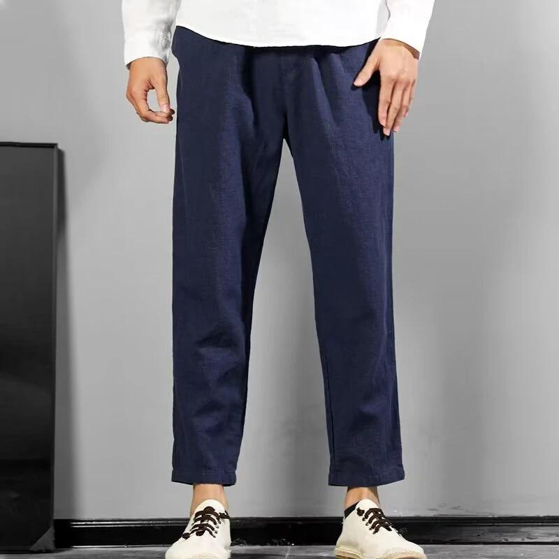 Men's Linen-Cotton Casual All-Match Solid-Color Pants by GJG Denim