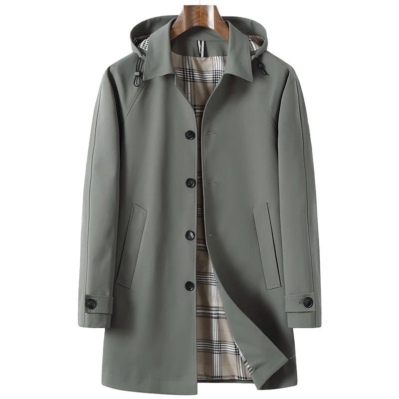 Men's Trench Coat w/ Detachable Hood by GJG Denim