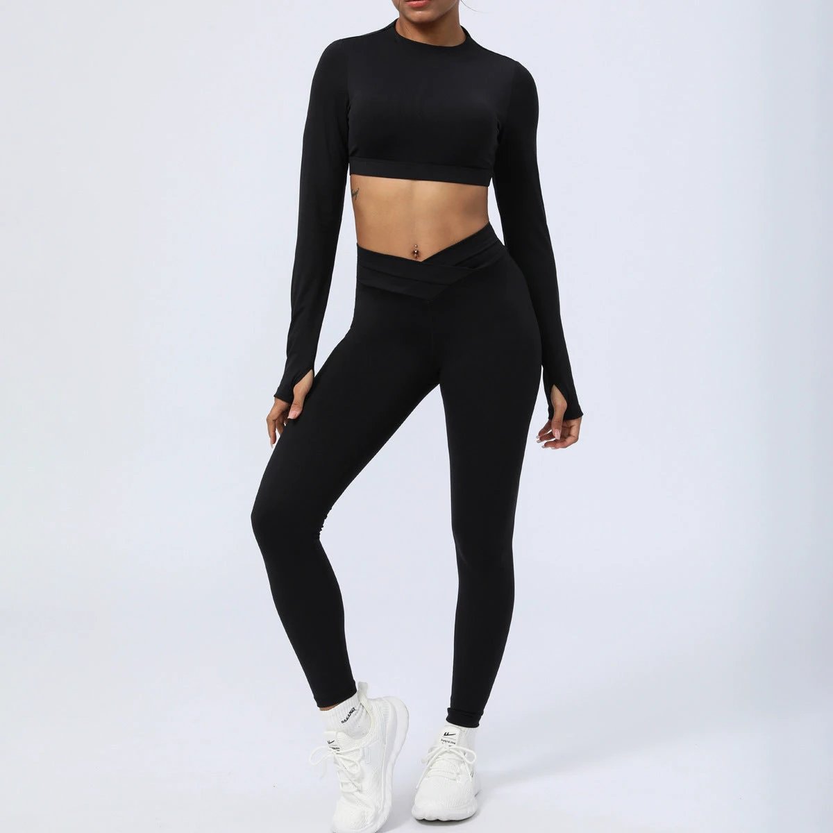 Nude Feel Workout Clothes Suit Cross Strap Showing by GJG Denim