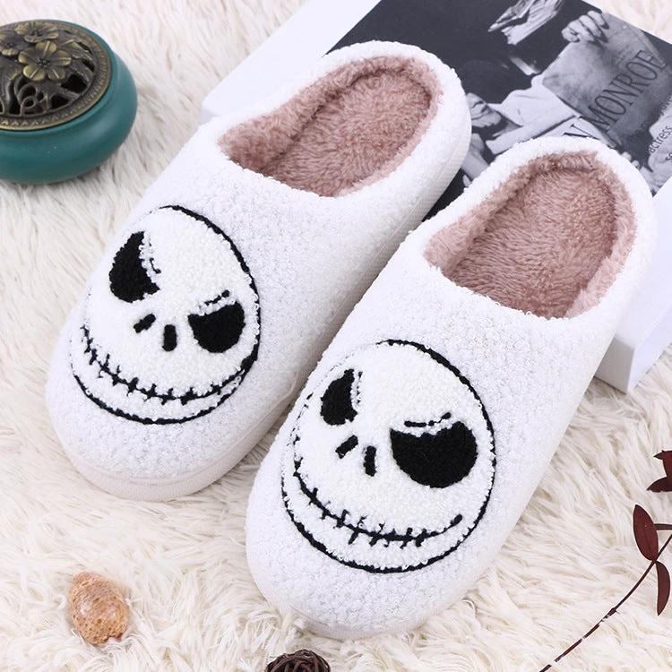 Men's Halloween Skull-smirk Non-slip Slippers by GJG Denim