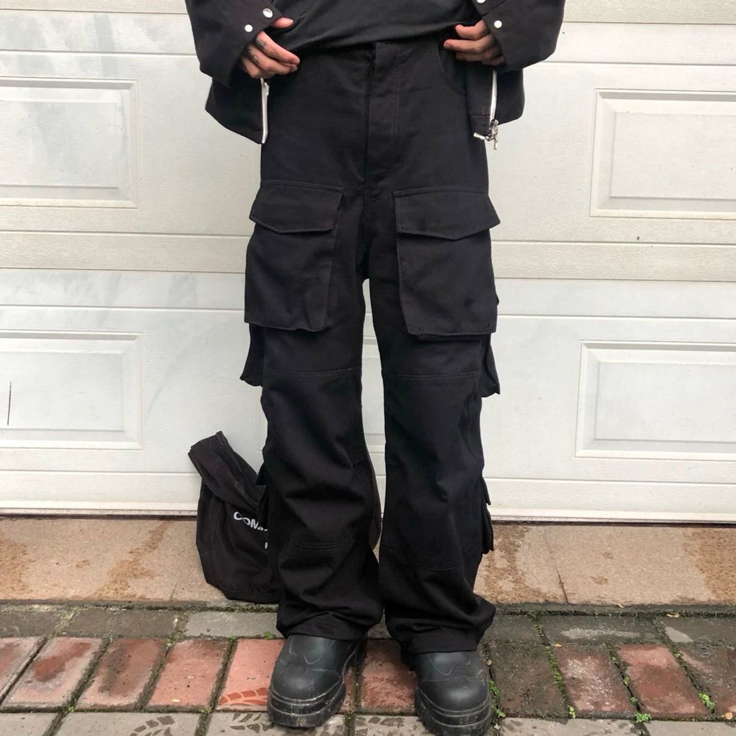 Men's Large Pocket Wide Leg Cannonball Cargo Pants by GJG Denim