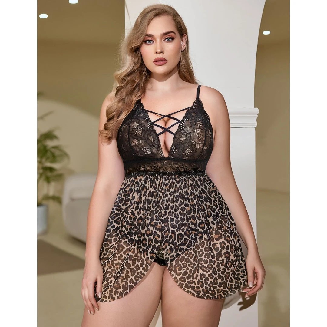 Plus Size Babydoll Womens Snap Crotch Lingerie V NeckLace Nighty Sleepwear Womenswear Comfort BasicMinimalist Spaghetti Strap Lingerie For Women Nightgown by GJG Denim
