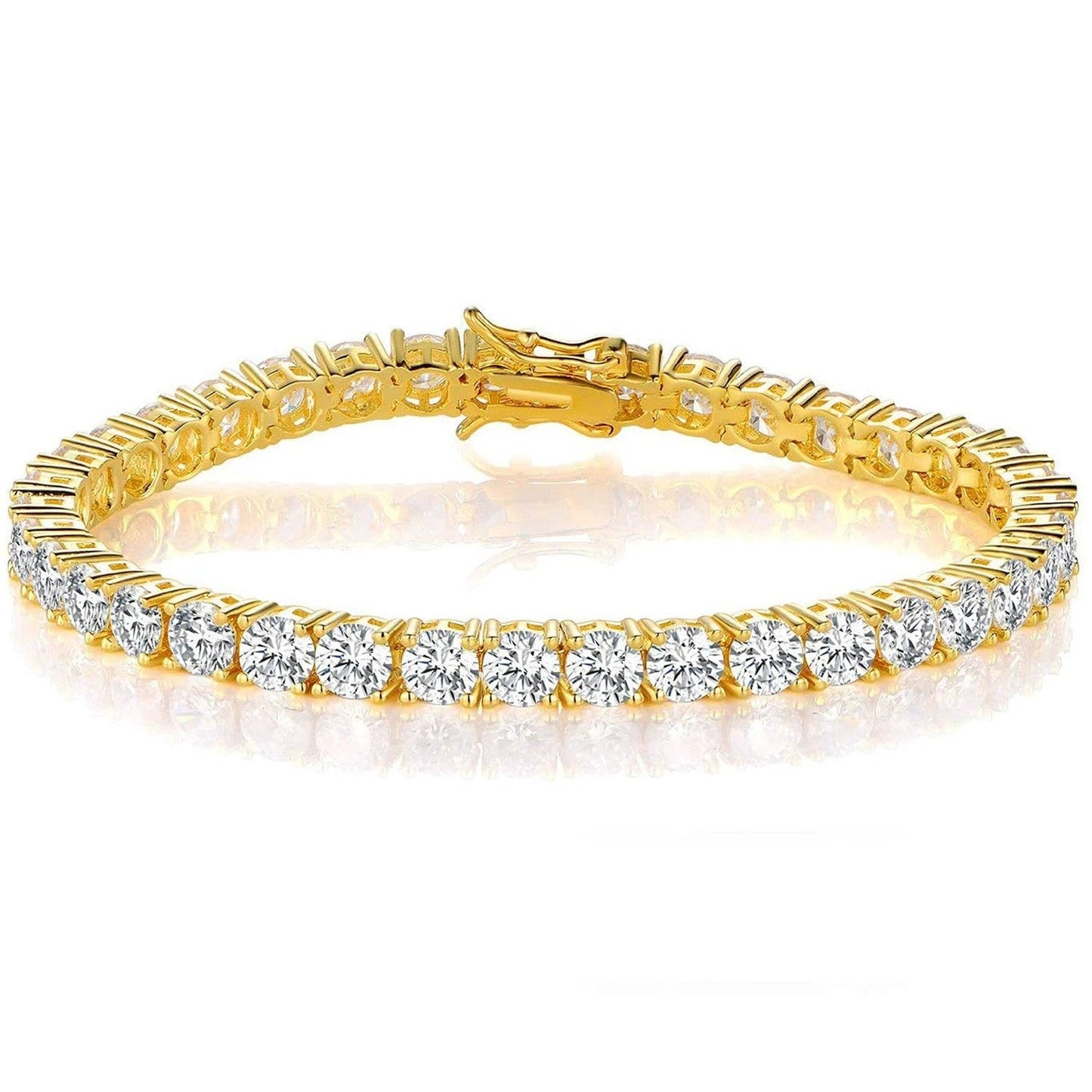 Classic 18K Gold Electroplated Zircon High-grade Tennis Full Diamond like Bracelet by GJG Denim