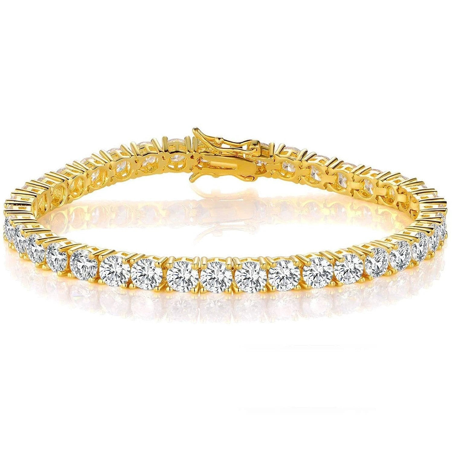 Classic 18K Gold Electroplated Zircon High-grade Tennis Full Diamond like Bracelet by GJG Denim