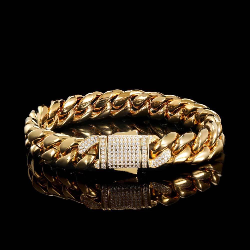 Men's Stainless Steel Cuban Chain Link Bracelet by GJG Denim