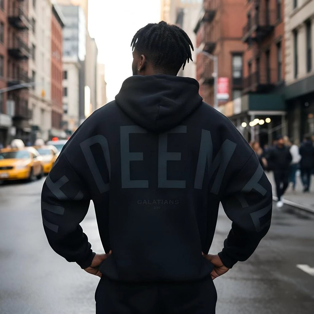 Men's Loose Letter Printed Hooded Sweater by GJG Denim