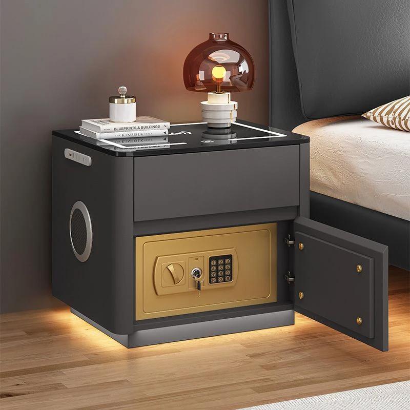 Bedroom Multi-functional Smart Safe Bedside Table Wireless Integrated Charging Safe by GJG Denim
