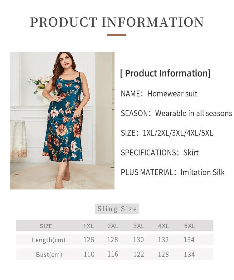 Plus-sized Plus Size Ice Silk Fashion Casual Pajamas by GJG Denim
