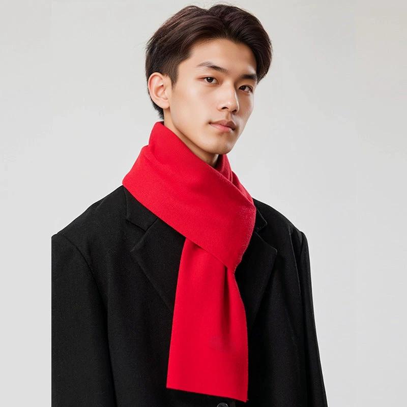 Solid-color Versatile Knitted Wool Scarf For Men by GJG Denim