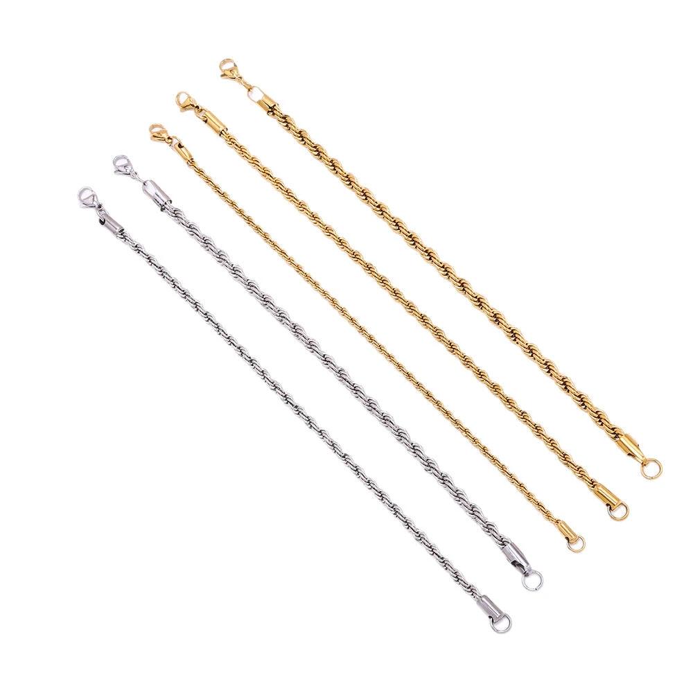 18K Vacuum-Plated Color-Protecting Stainless Steel Twisted Bracelet For Men by GJG Denim