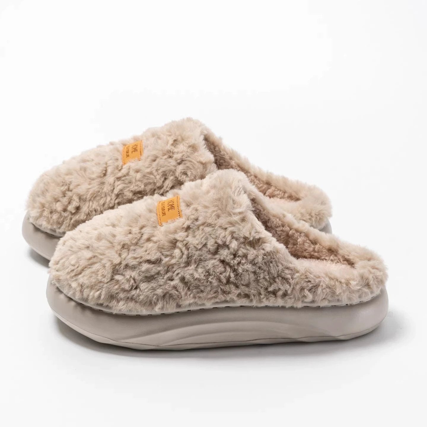 Womens Plush Thick Soled Cotton Slippers Warm Non Slip Perfect For Indoor Home Wear by GJG Denim