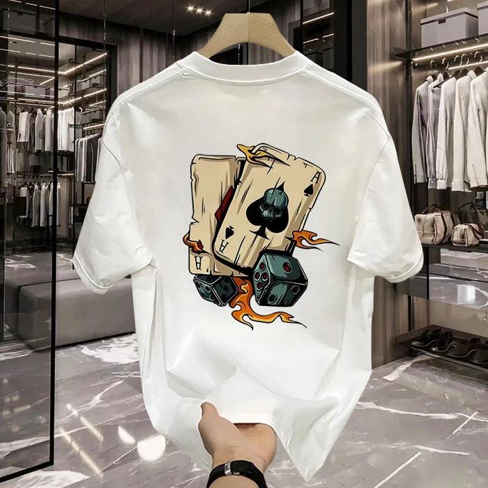 Heavy Cotton Printed Men's Short-sleeved T-shirt by GJG Denim