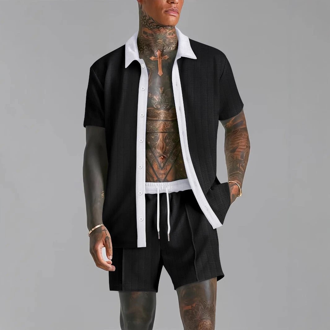 Men's Casual Short-Sleeve Set by GJG Denim