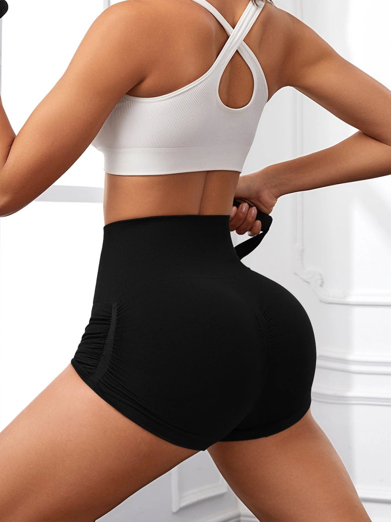 Workout Shorts For Women Scrunch Butt Lifting High Waisted Yoga Gym Seamless Booty Biker Shorts by GJG Denim