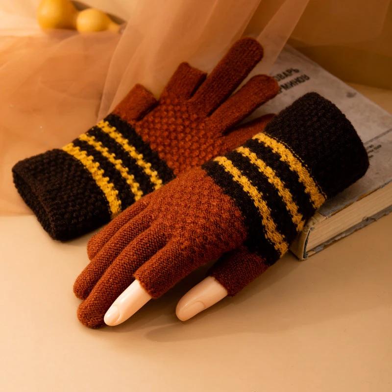 Fleece-lined Knitted Wool Cold-proof Gloves For Men by GJG Denim