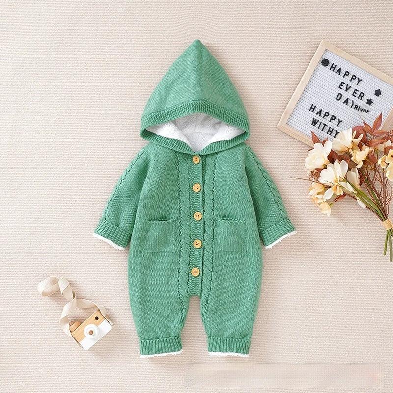 Baby Winter Thickened Knitting Jumpsuit Romper by GJG Denim