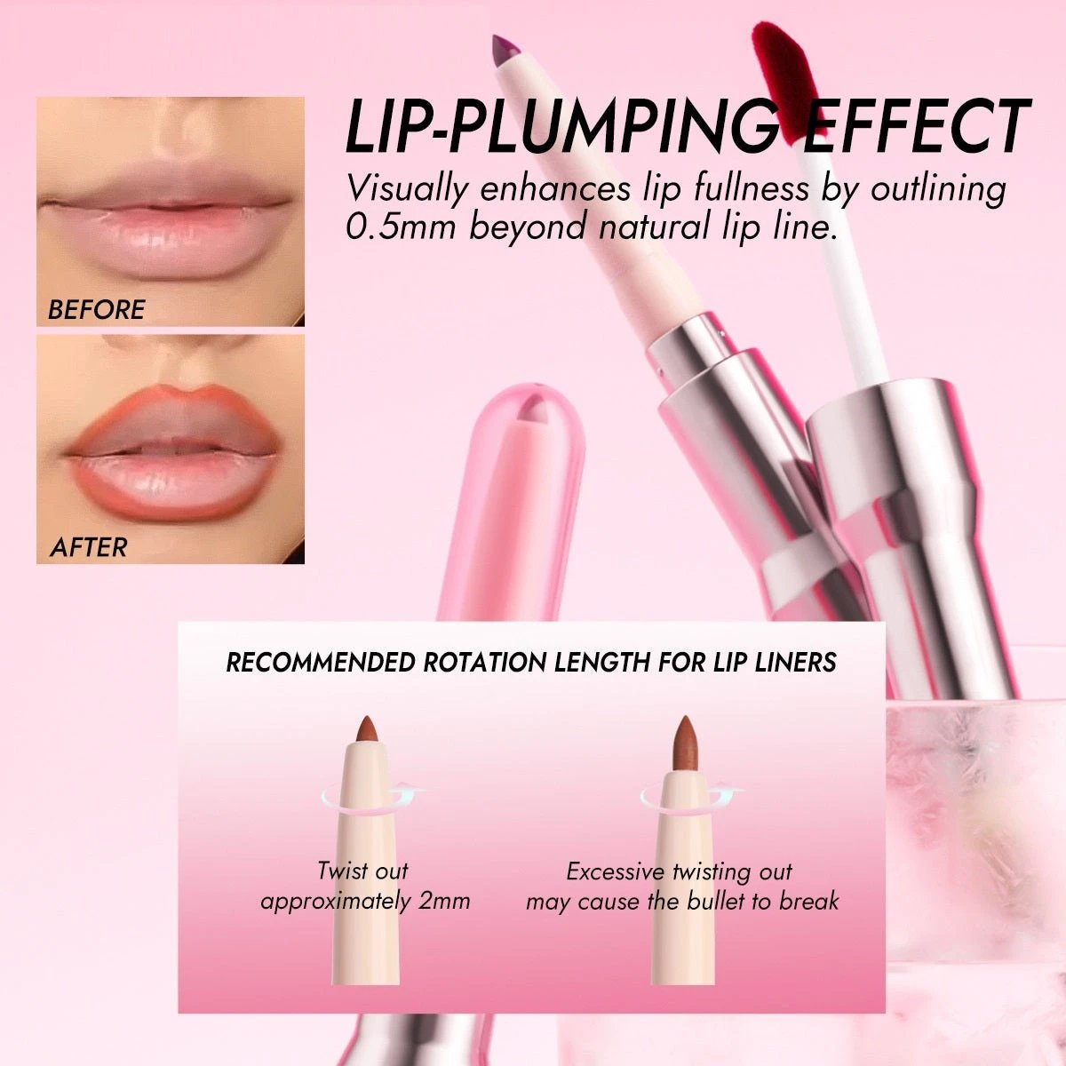 Double-headed Lip Liner Mirror Lip Gloss Two-in-one Multi-purpose Outline Lip Shape by GJG Denim