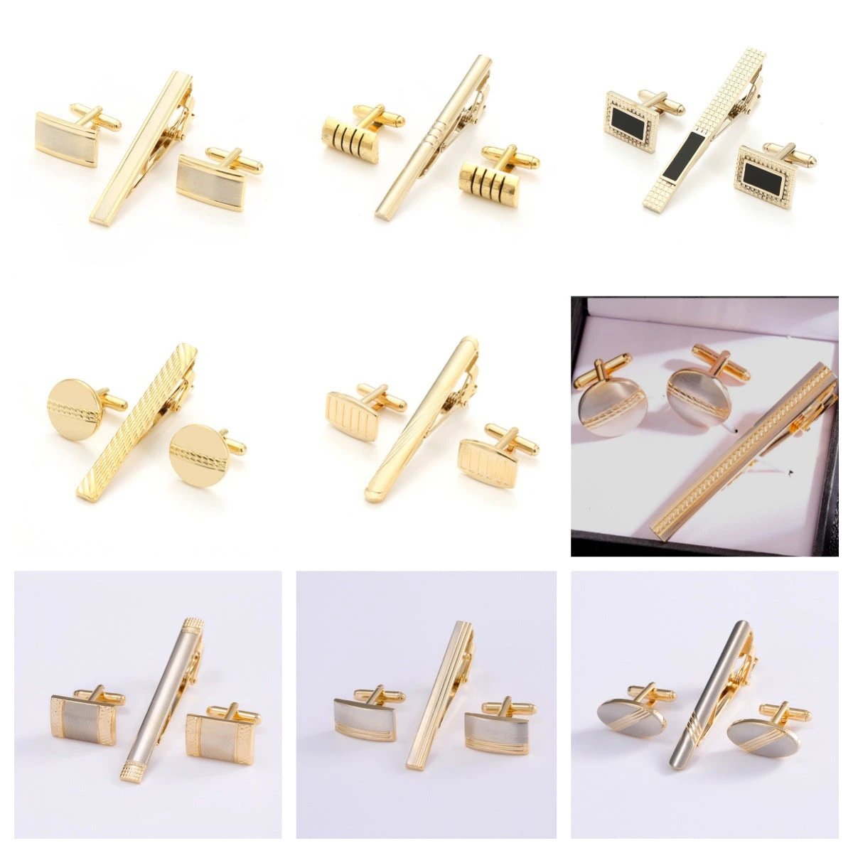 Men's Formal Business Cufflinks And Tie Clip Set by GJG Denim