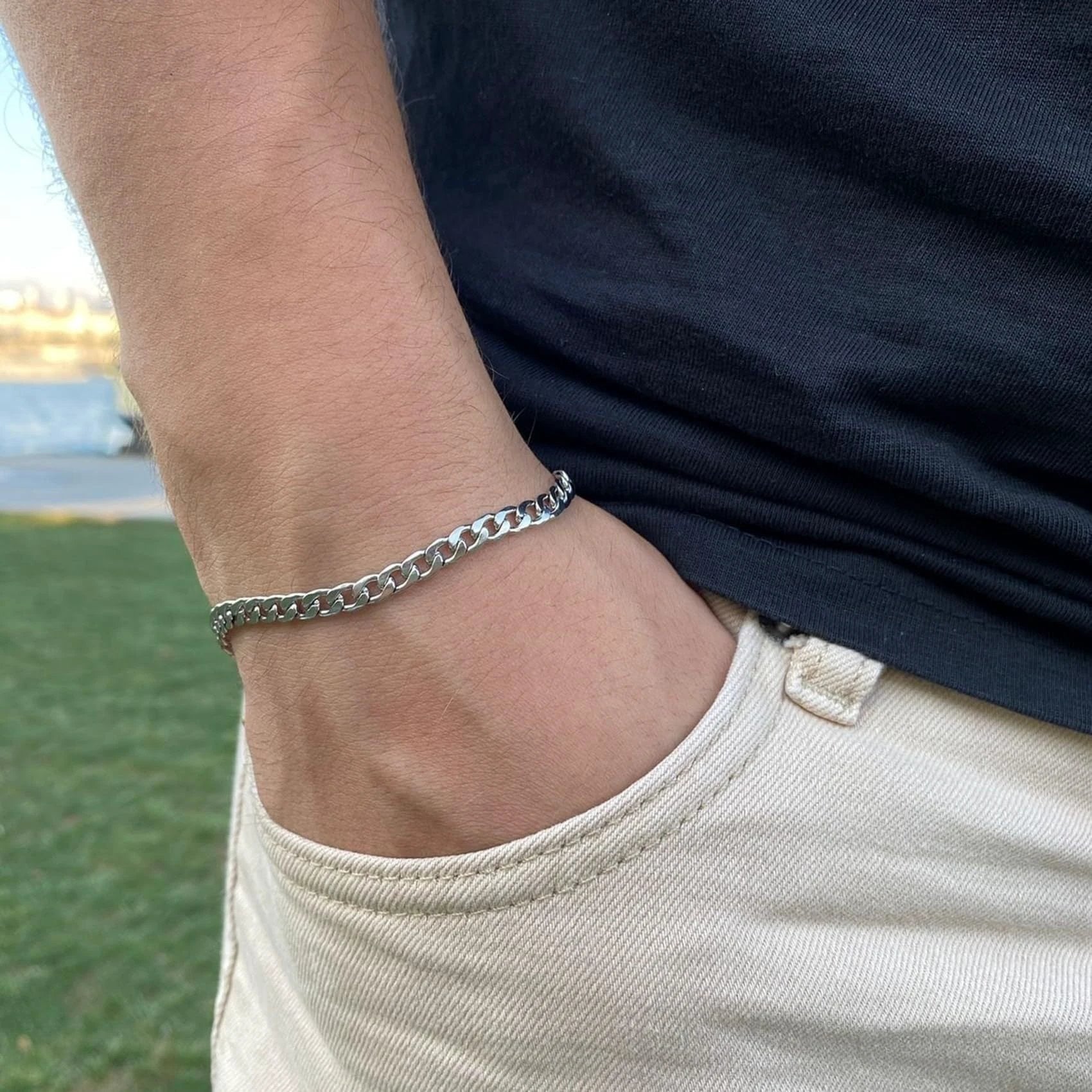 Men's Cuban Chain Bracelet Set by GJG Denim