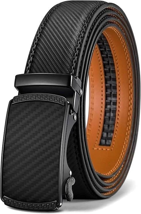 Men's Leather Belt Versatile Cowhide Automatic Buckle by GJG Denim