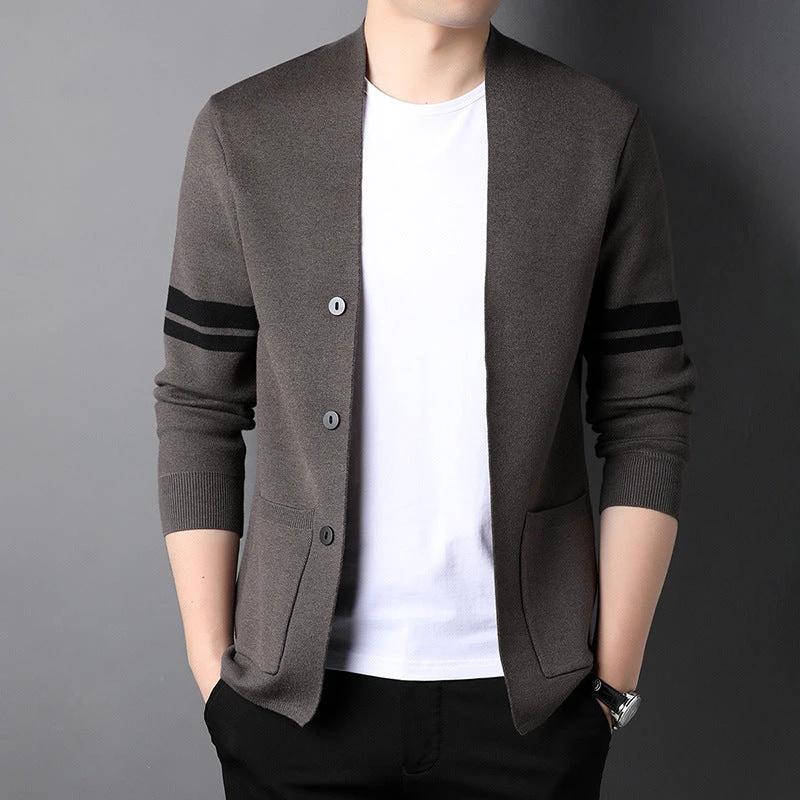 Men's Versatile Solid-color Knit Sweater by GJG Denim