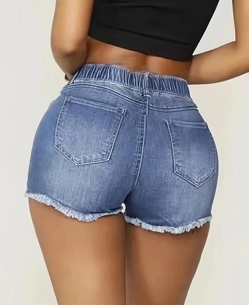 Womens Plus-Size Elastic Waist Shorts by GJG Denim