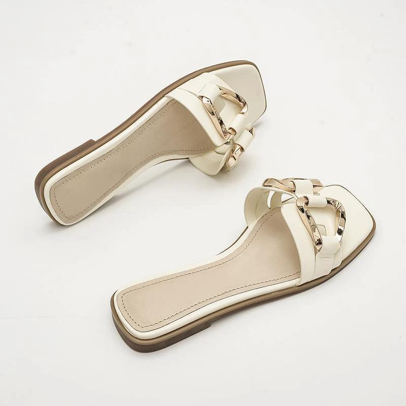 Flat sandals gold hardware by GJG Denim