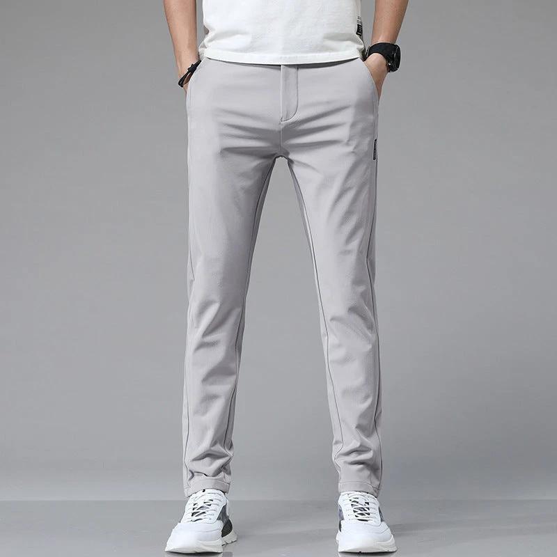 Men's Caual Elastic-Waist Pants With Fleece Lining by GJG Denim