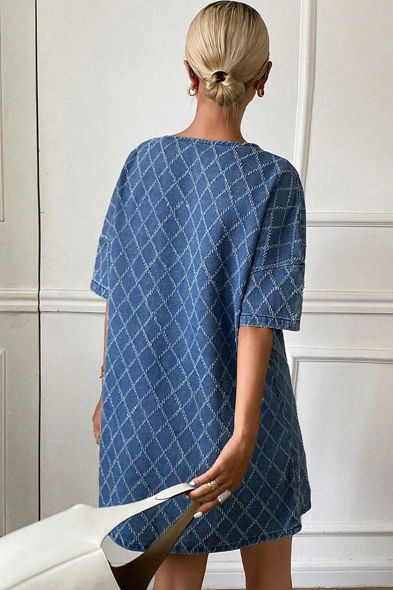 Women's Denim-Style Patterned Casual Dress by GJG Denim