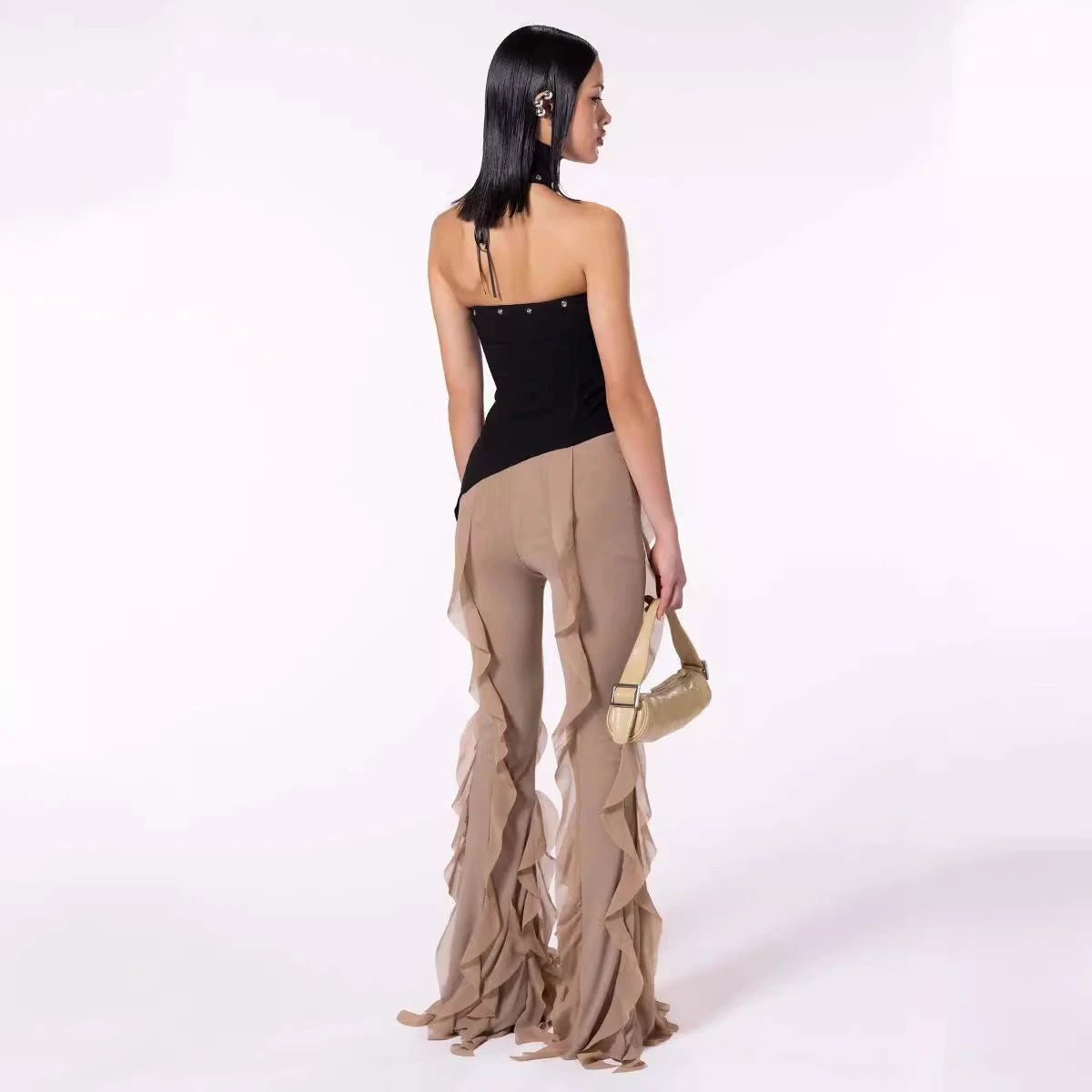 Ear Flying Pants Slim-fit Micro Flared Pants Women by GJG Denim