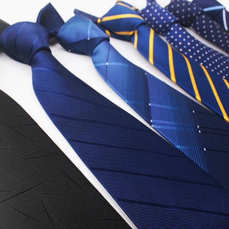 Men's 8CM Polyester Jacquard Striped Ties by GJG Denim