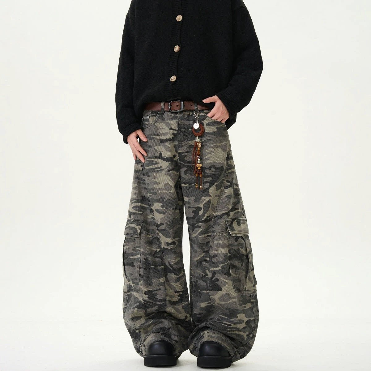 Men's Camouflage Loose Casual Retro Machete Jeans by GJG Denim