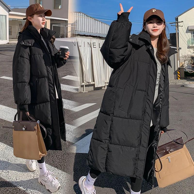 Loose Mid-length Puffer Down Jacket For Women by GJG Denim